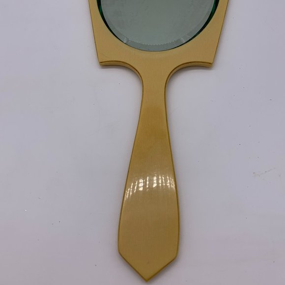Vintage early plastic beveled hand mirror- Celluloid? Bakelite? Something else? - Picture 4 of 8